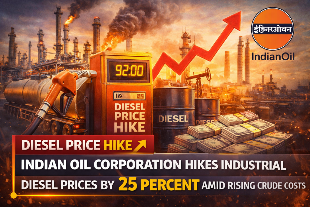 Indian Oil Corporation hikes industrial diesel prices by 25 percent amid rising crude costs